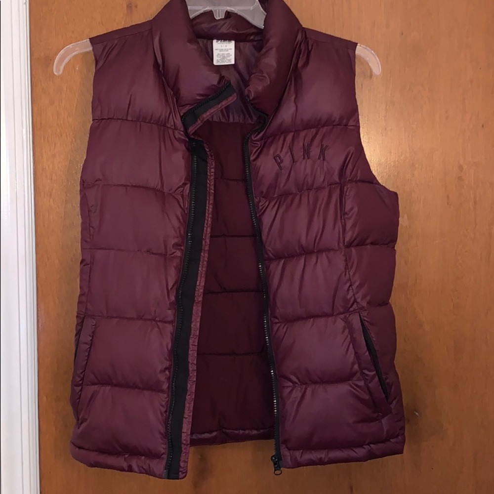 VS PINK maroon puffer vest